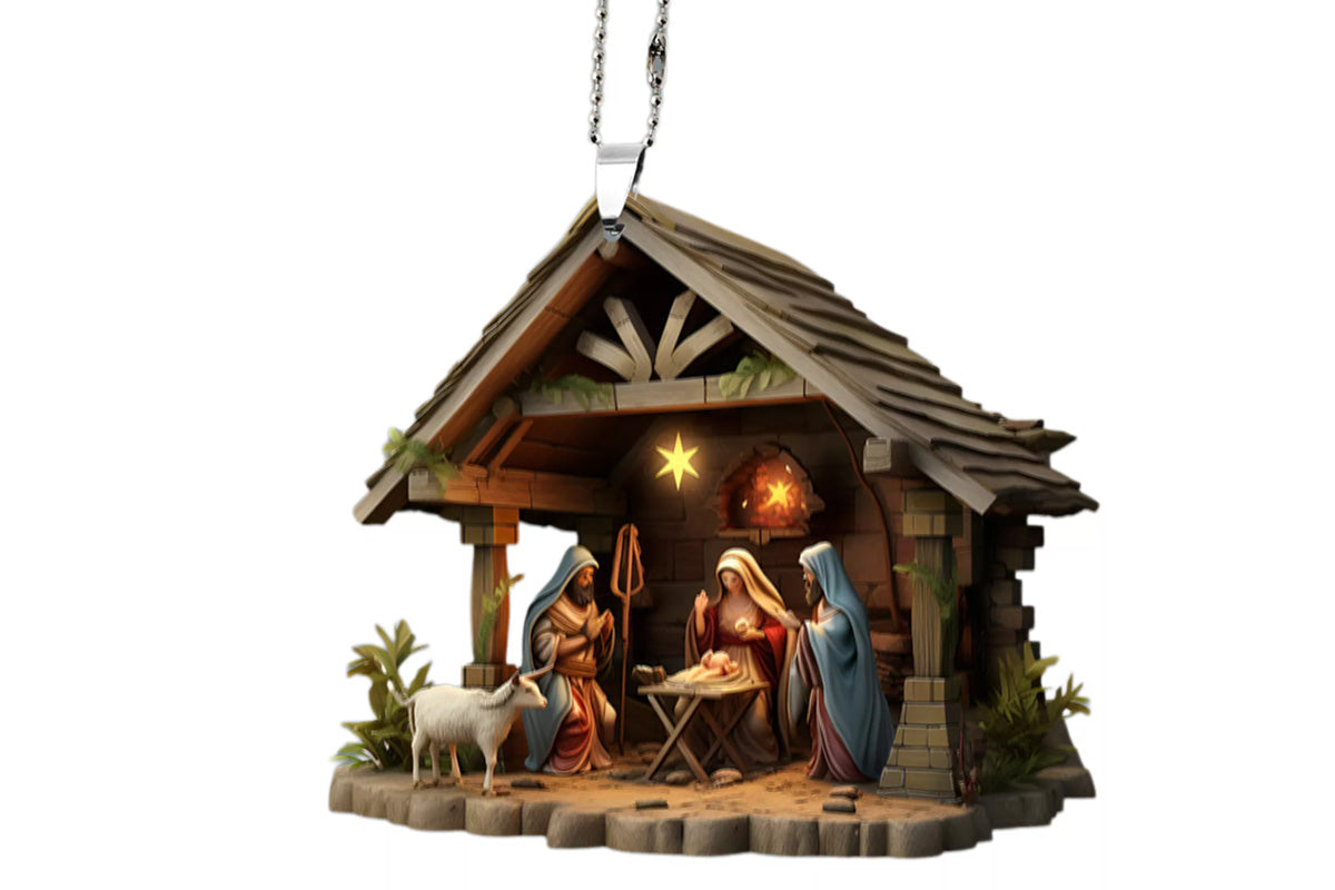 7Pcs 2D Christmas Nativity Scene Ornaments the Birth of Jesus Decor