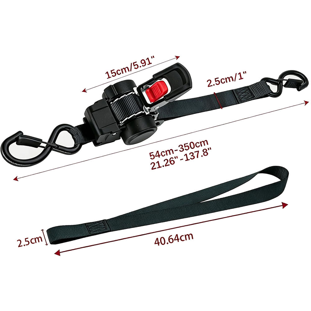 2Piece 54-350cm Retractable Ratchet Straps