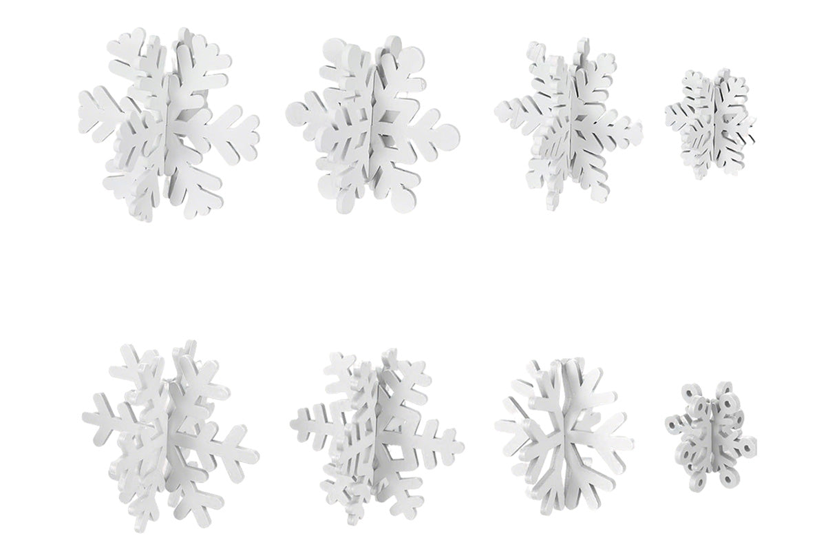 8Pcs 3D Wooden Snowflake Table Decor Christmas Wonderland Centerpiece-White