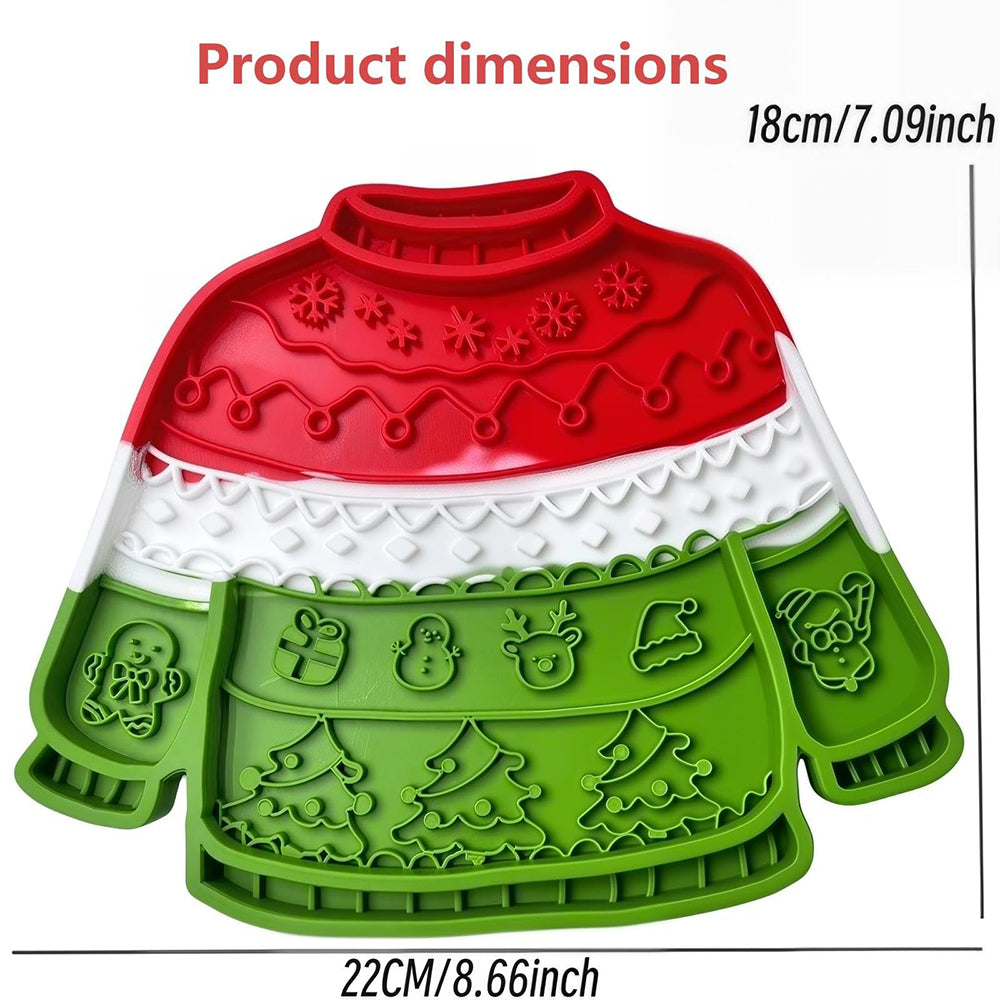 Christmas Pet Silicone Licking Mat with Suction Cups - Green