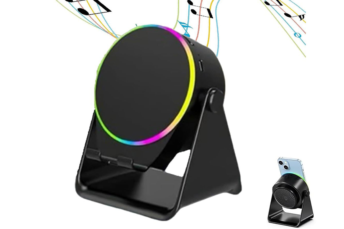 4 in 1 Wireless Speaker Bluetooth Speaker with 360 Adjustable Phone Holder-Black