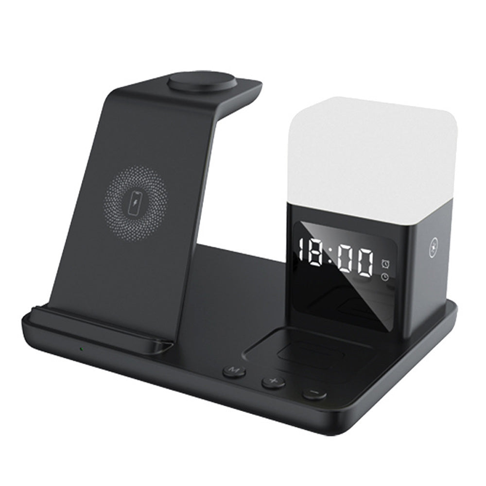 6-in-1 Wireless Charging Station for Multiple Devices with Alarm Clock and Night Light for Samsung Devices