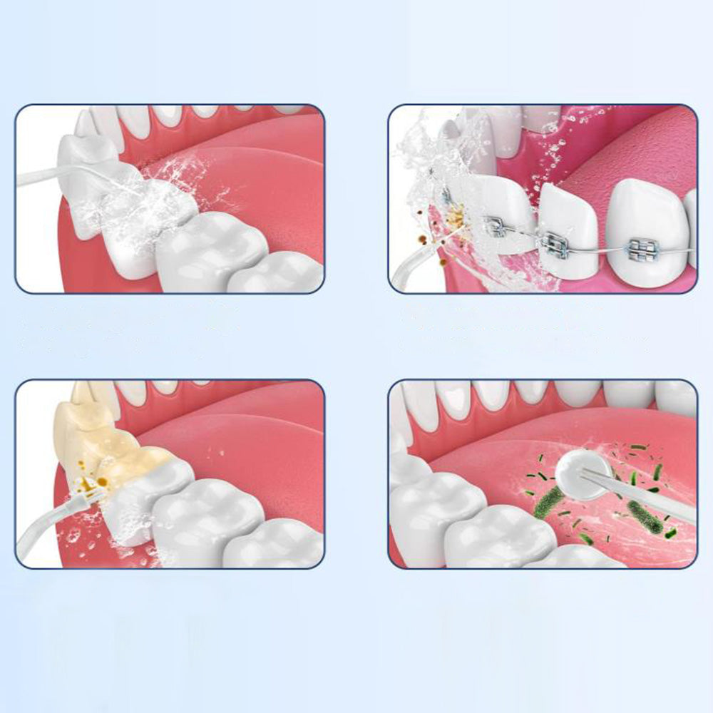Cordless Water Flosser Portable 3-Mode Teeth Cleaner Rechargeable Oral Irrigator with 4 Jets Pink