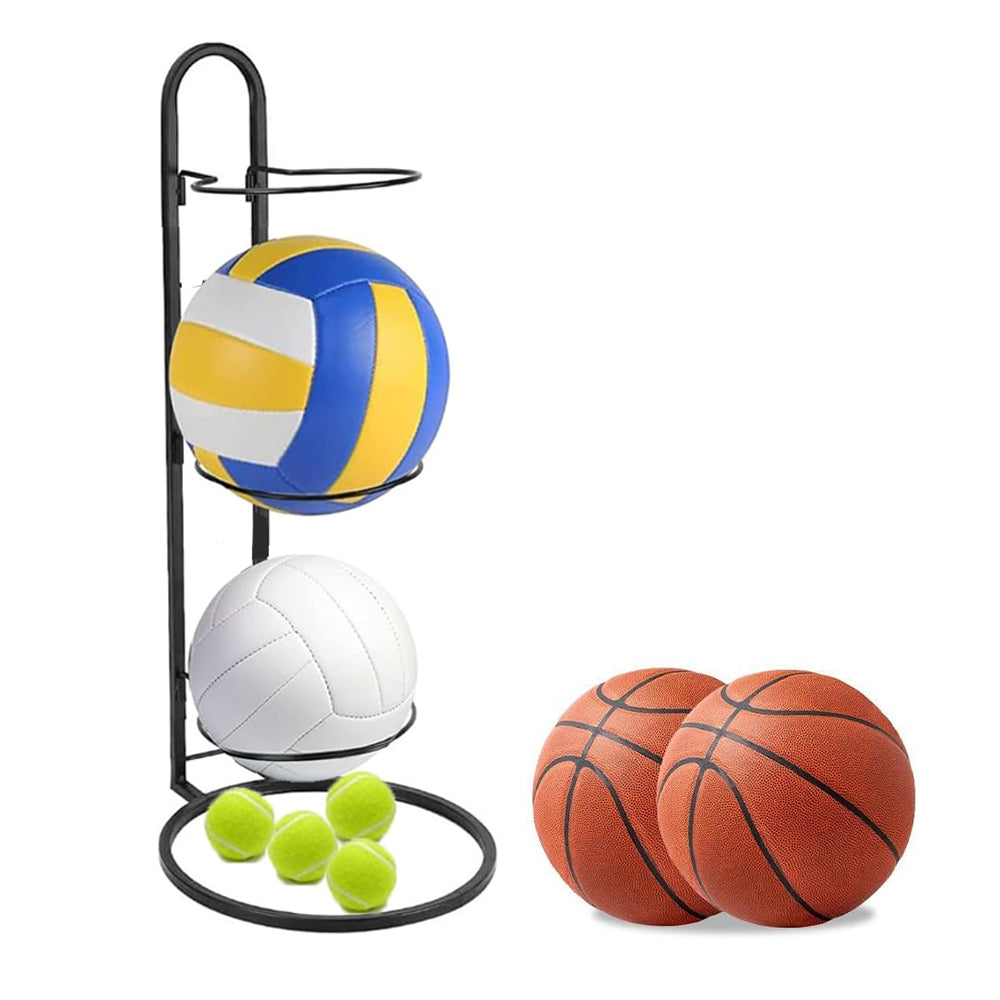 3-Tier Freestanding Ball Storage Holder Space-Saving Ball Display Stand