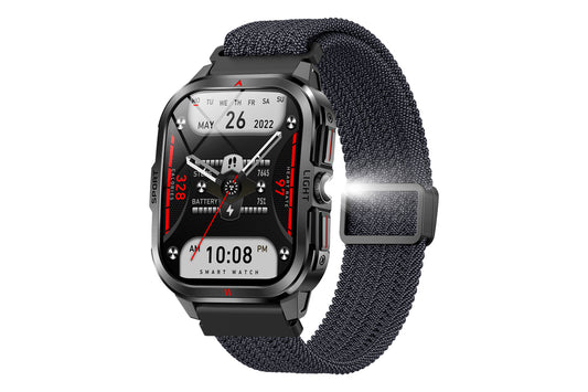 2.01inch Smartwatches with 100 Sports Modes Bluetooth Call Music Control for iPhone -Black nylon strap