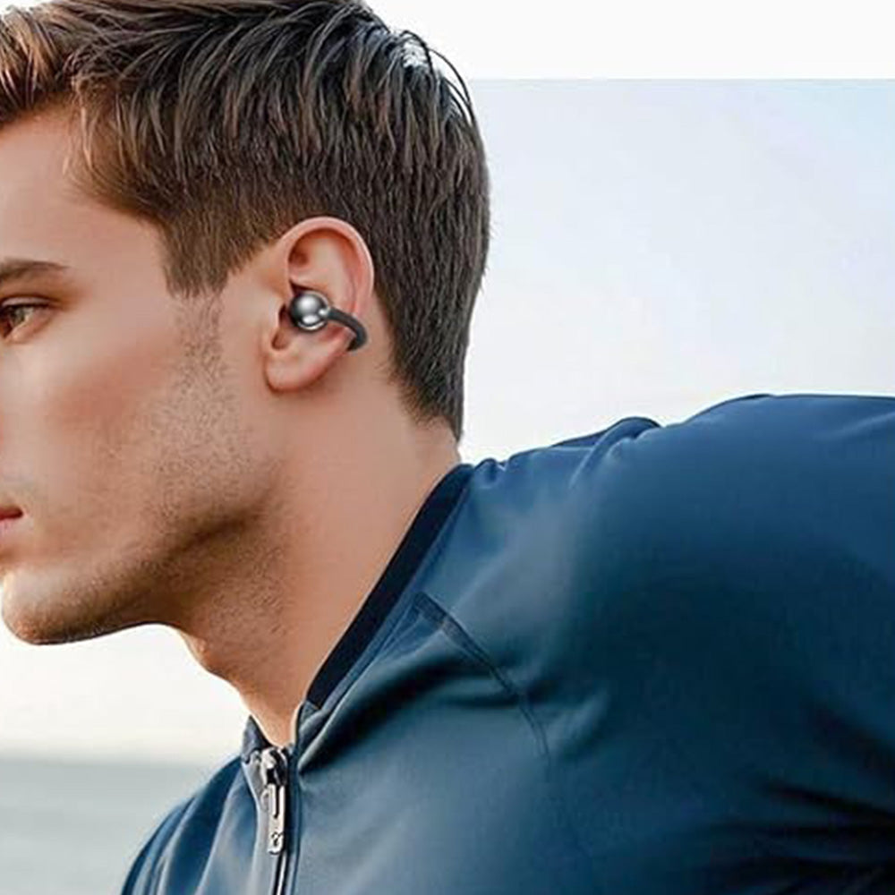 Bluetooth Clip-on Earbuds Wireless Open Ear Earbuds for Sports Workout Black