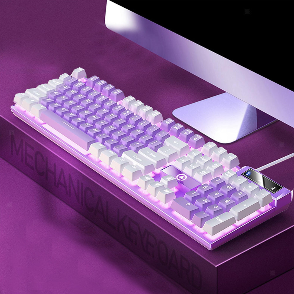 104 Keys Mechanical Gaming Keyboard Wired Backlit Keyboard Purple