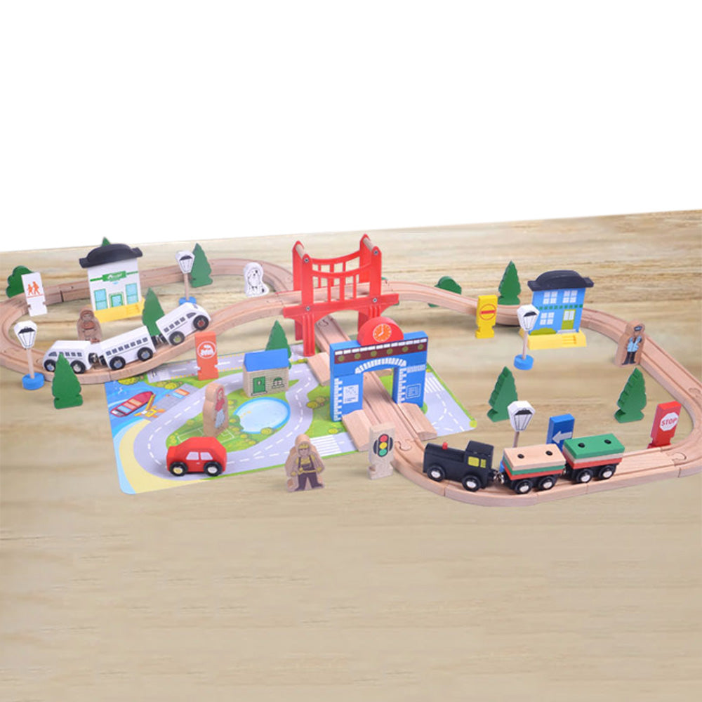 Wooden Train Set with Tracks ¨C Expandable and Changeable for Girls and Boys 6 Years Old Style 2