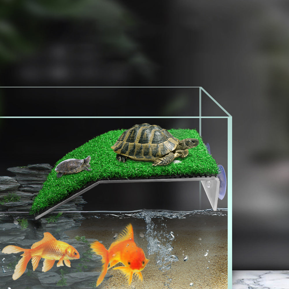 Turtle Basking Platform Simulation Grass Turtle Ramp for Fish Tank Aquarium