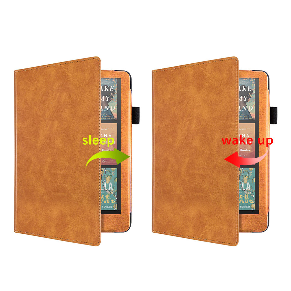 Auto Sleep Wake Protective Case with Stand for Kindle Paperwhite 12th Gen 2024 Released PU Leather Cover Brown