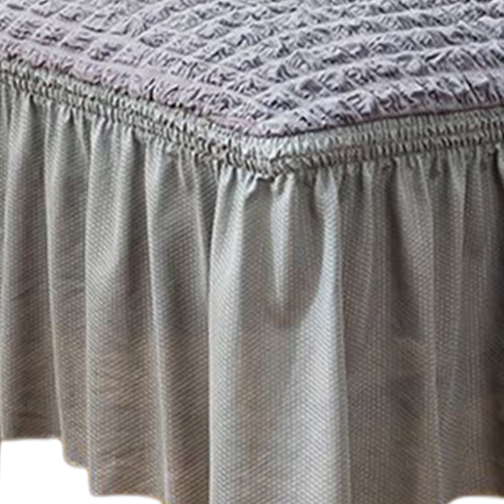 Soft Seersucker Fabric Removable Chair Covers with Lace Skirt -Grey