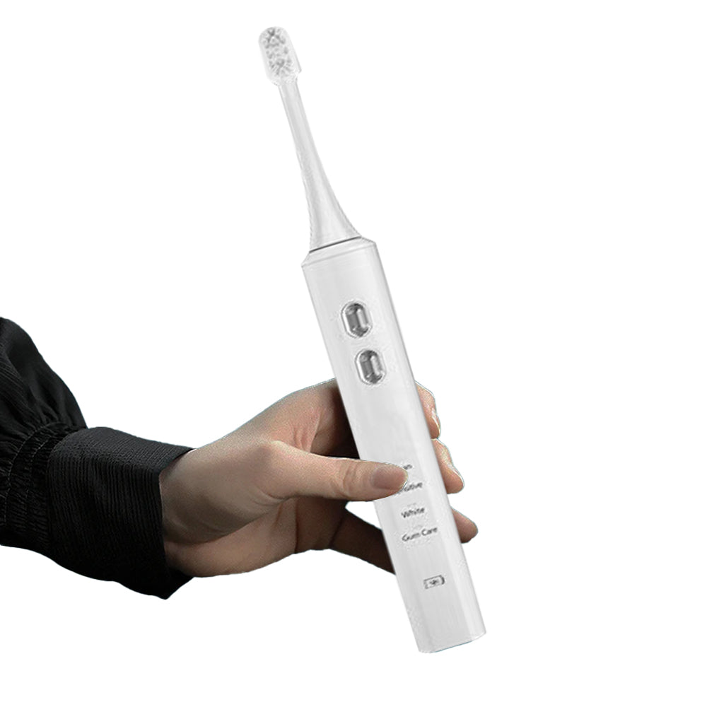 Travel Electric Toothbrush Self-Cleaning Vibration Toothbrush with 2Pcs Replacement Brush Head and Disinfection Storage Case White