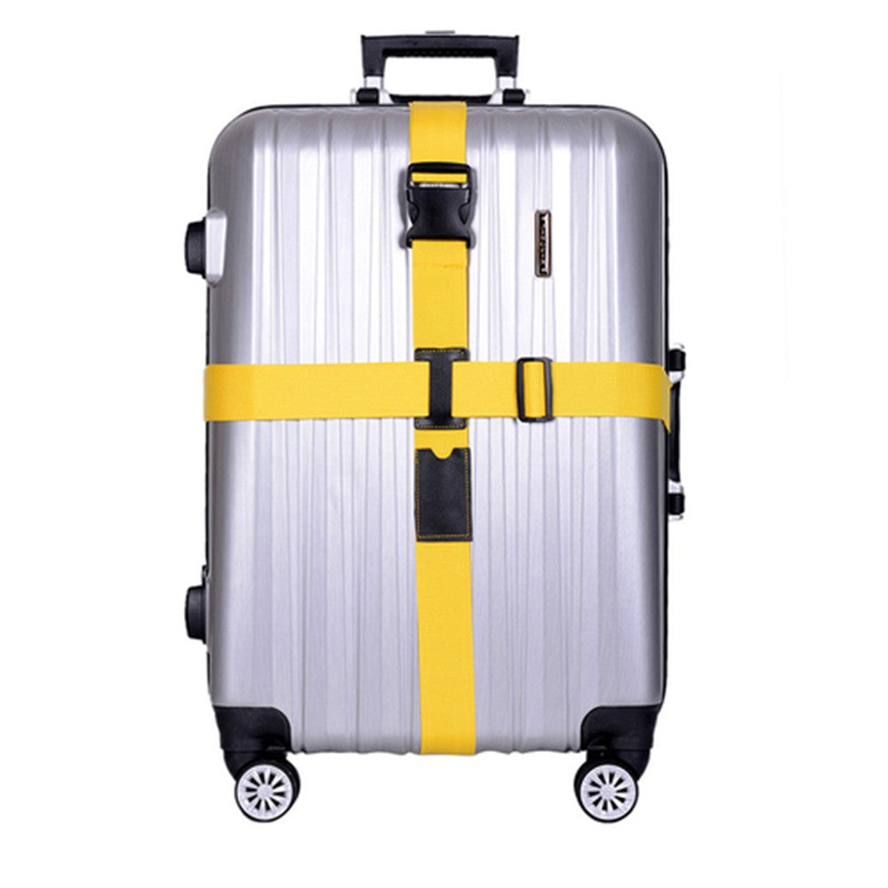 1Pc Cross Luggage Strap Adjustable Suitcase Strap Travel Suitcase Belt - Yellow