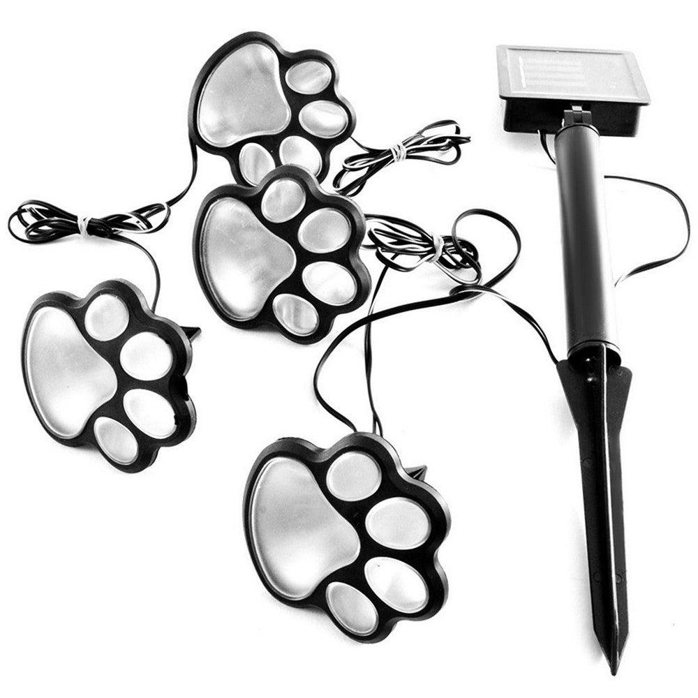 4pcs LED Solar Footprint Lights Paw Print Design Solar Lamps Outdoor Landscape Lighting LED Path Decorative Lights -White