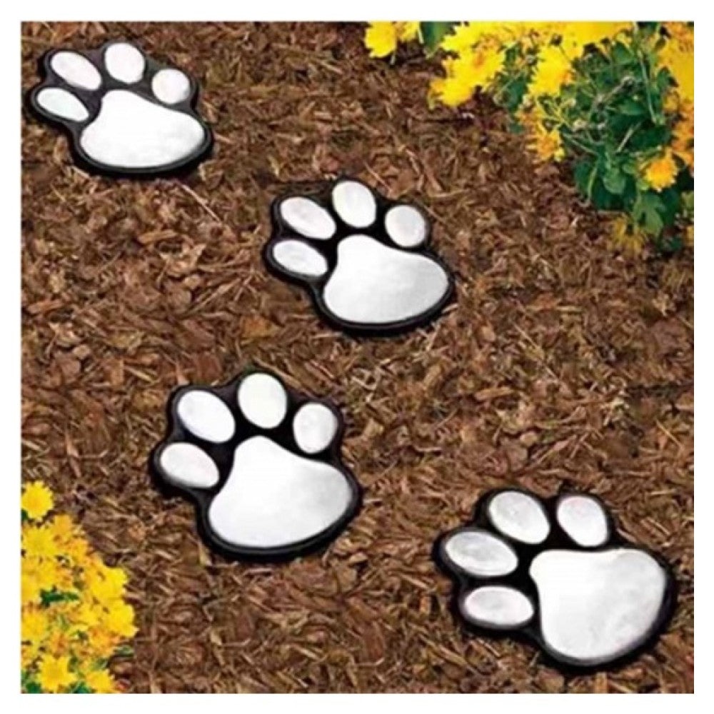 4pcs LED Solar Footprint Lights Paw Print Design Solar Lamps Outdoor Landscape Lighting LED Path Decorative Lights -White
