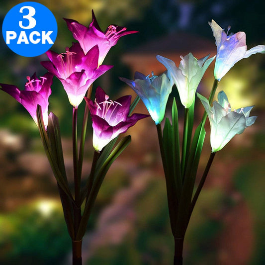 3Pcs Colour Changing 4 LED Solar Landscape Lights