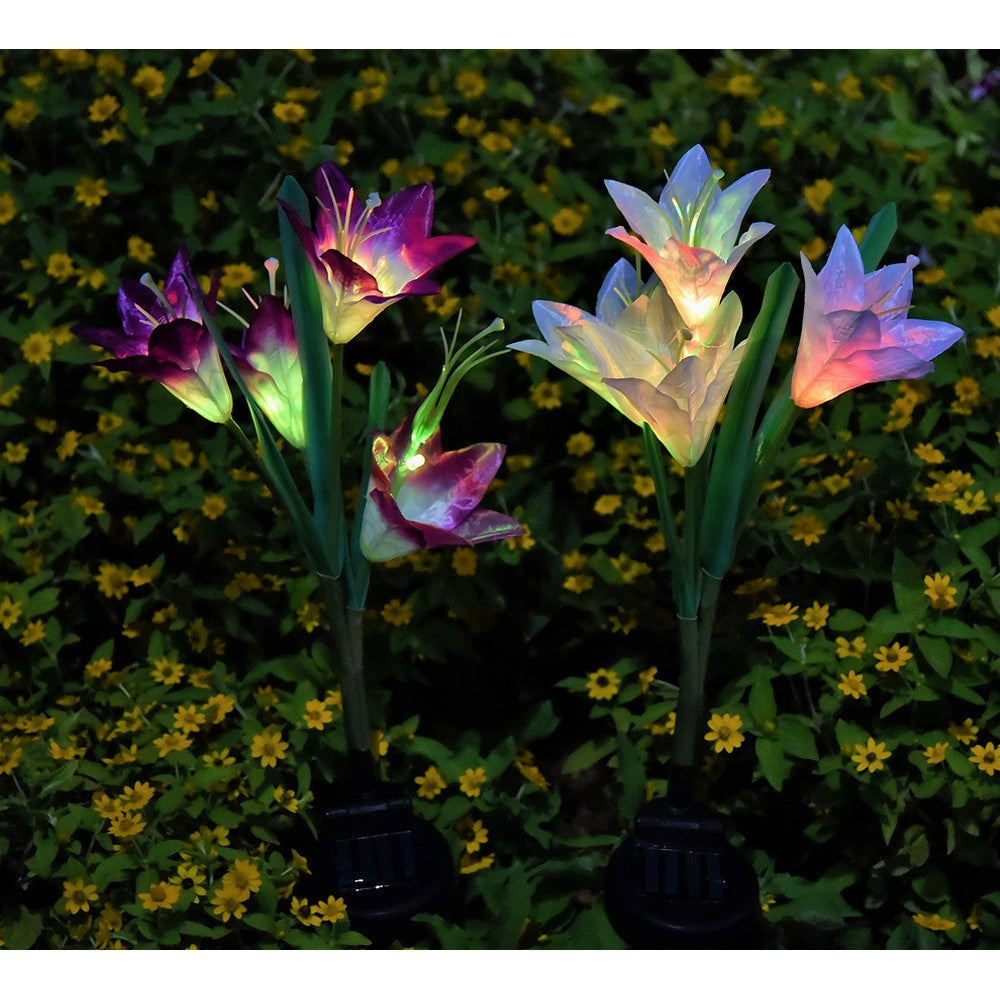 3Pcs Colour Changing 4 LED Solar Landscape Lights