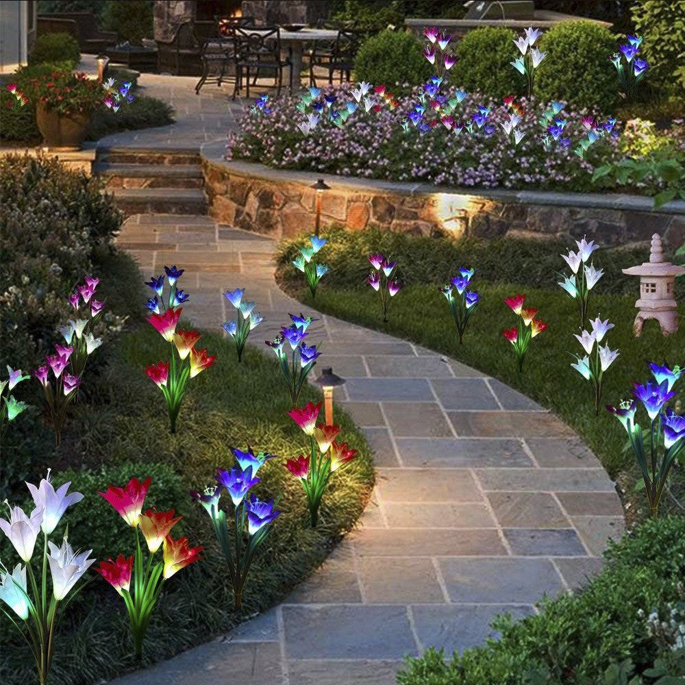 3Pcs Colour Changing 4 LED Solar Landscape Lights