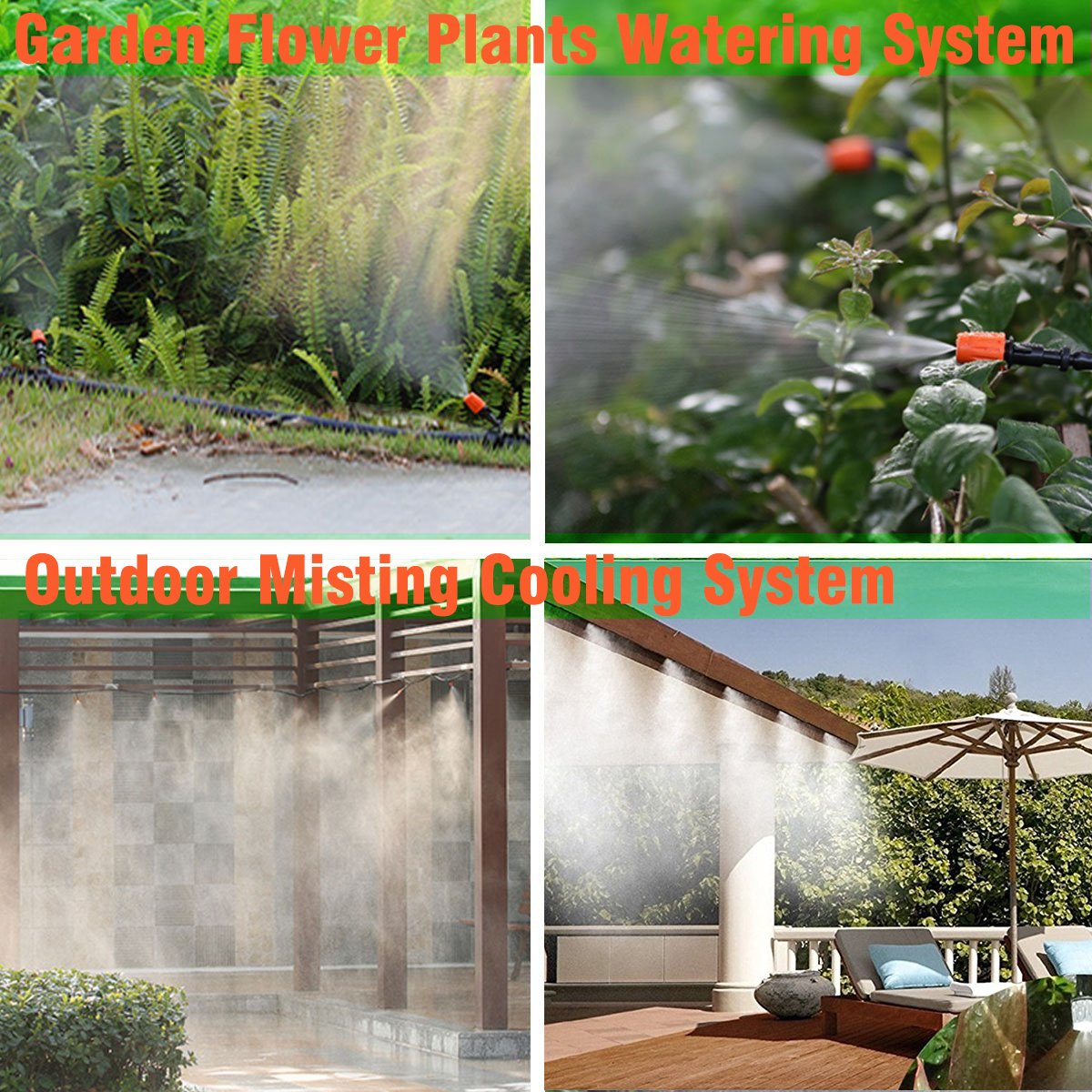 Adjustable Garden Outdoor Misting Cooling System Kit