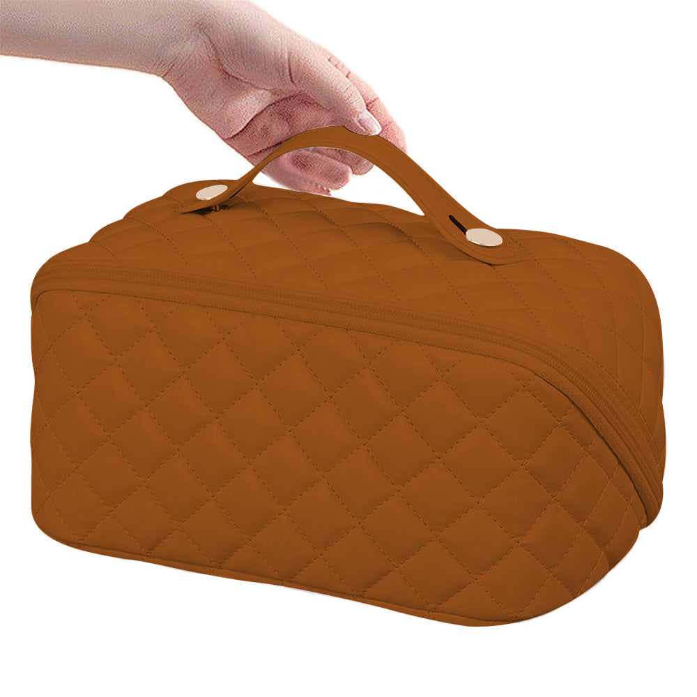 Women Cosmetic Bags Travel Cosmetic Bag For Women PU Leather Skincare Bags Toiletry Bag -Brown
