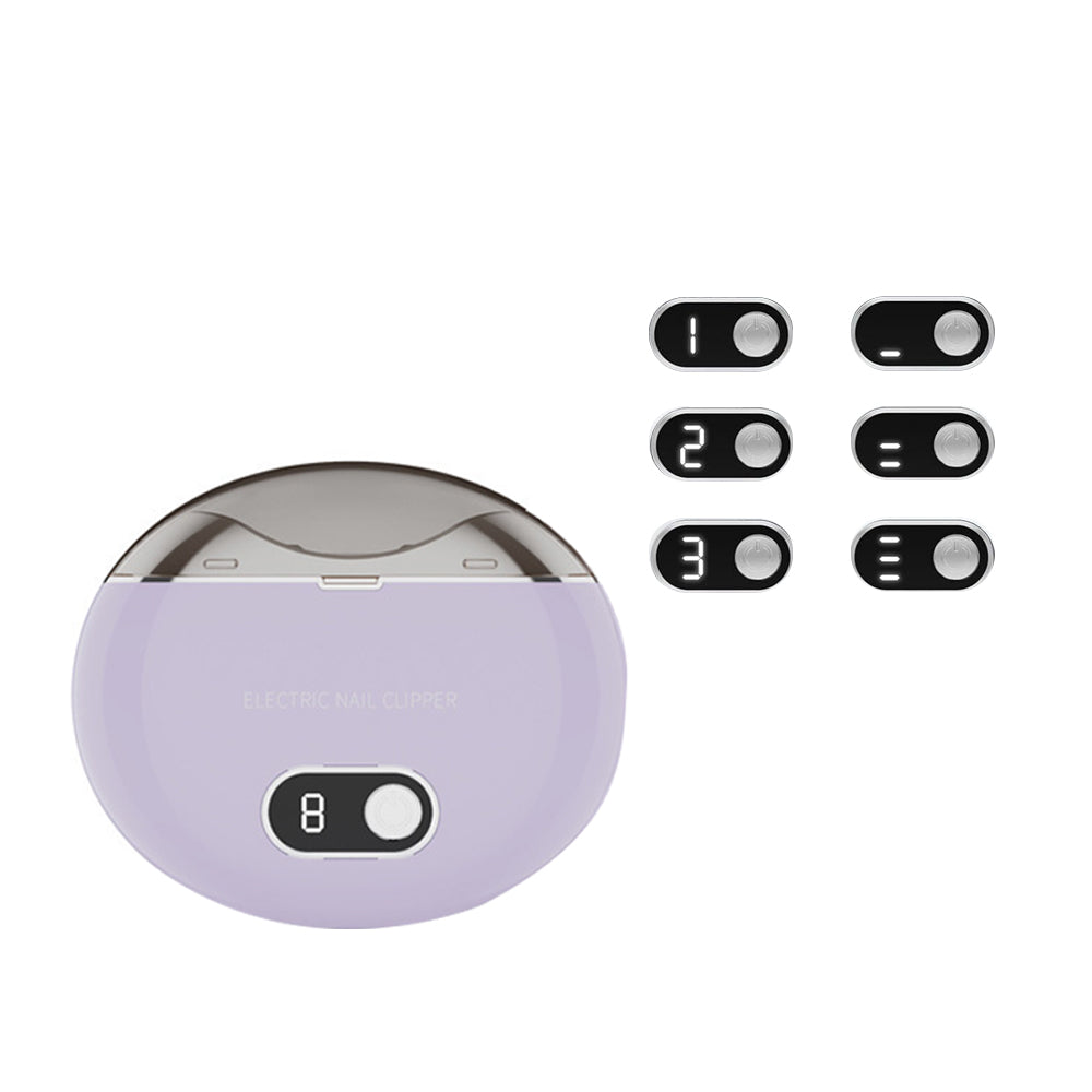 Electric Nail Clipper with Power Display Safe Automatic Nail Trimmer Manicure Tool Purple