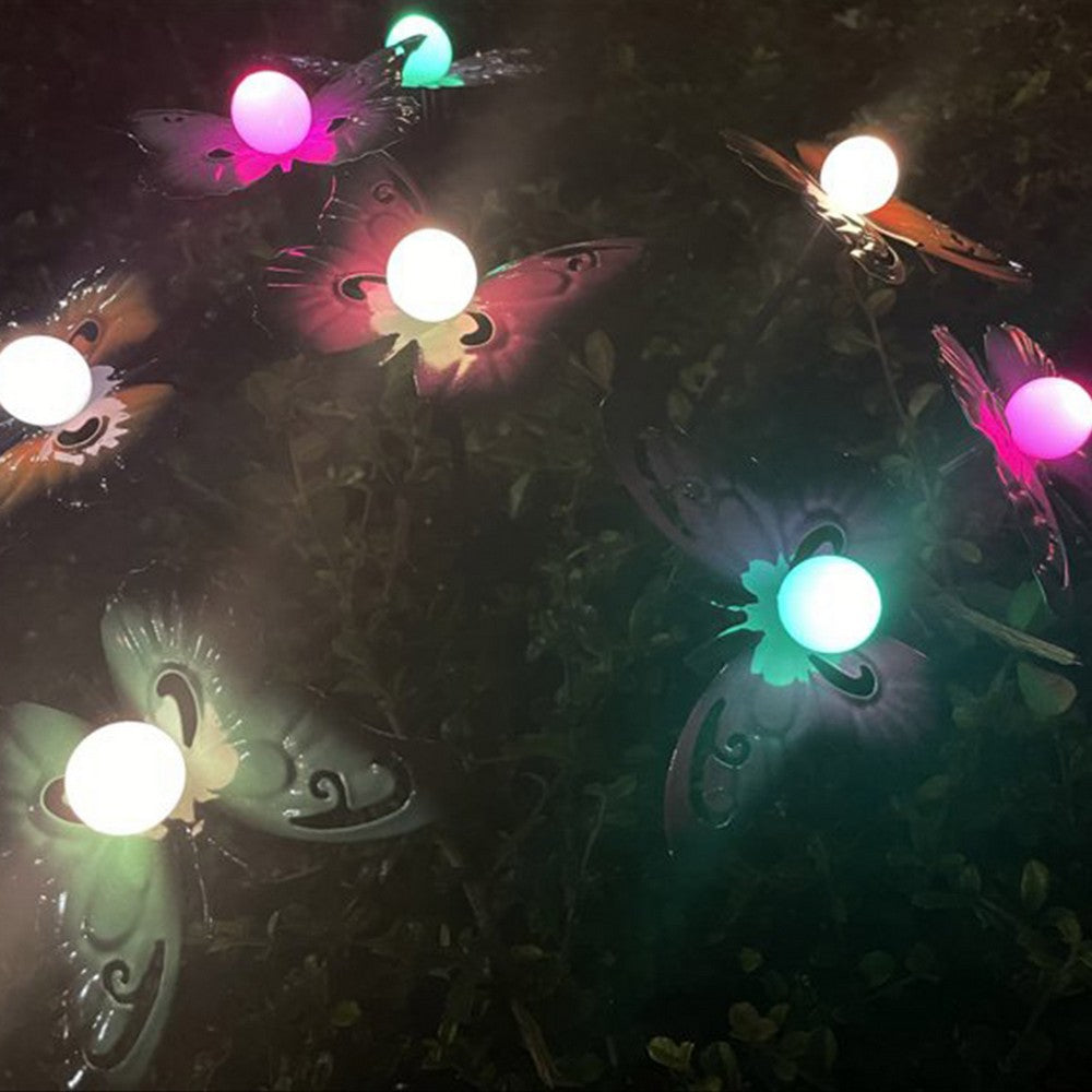 2Pcs Solar Butterfly Decorative Lights Solar Powered Stake Lights -Multi Colour