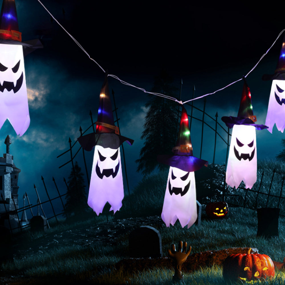 3M Halloween String Light Hanging Ghost Hat Lamp Prop Party Decor White