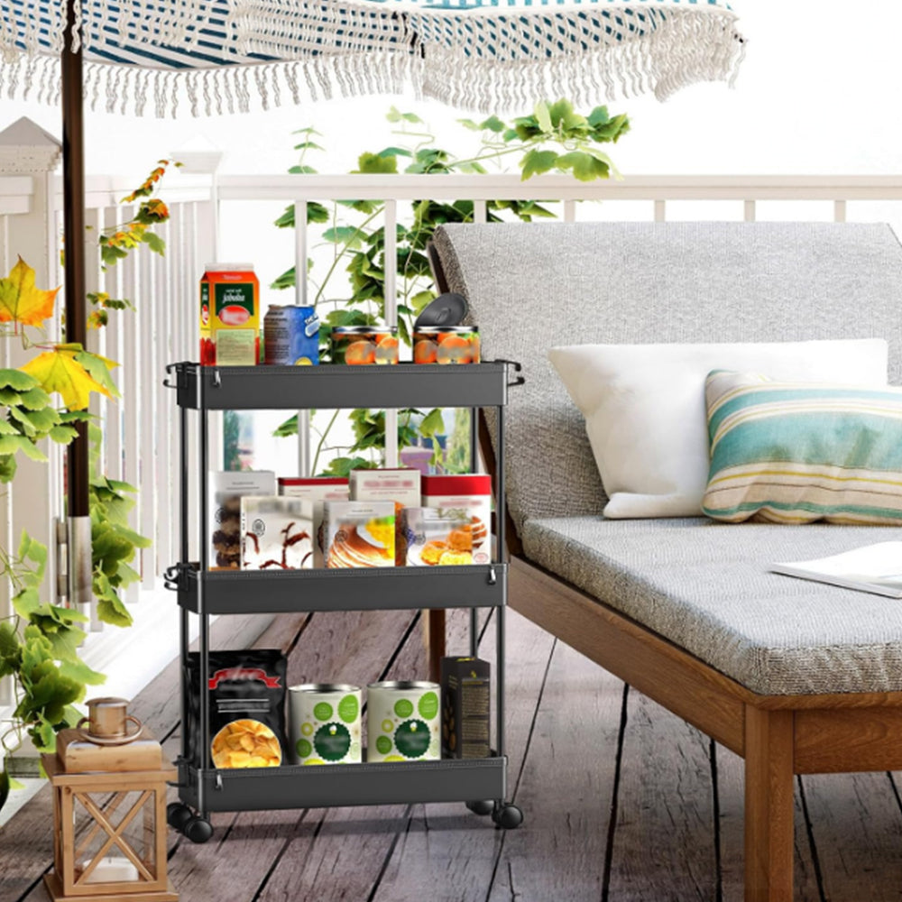 3-Tier Rolling Storage Cart Bathroom Storage Organizer Shelf Black