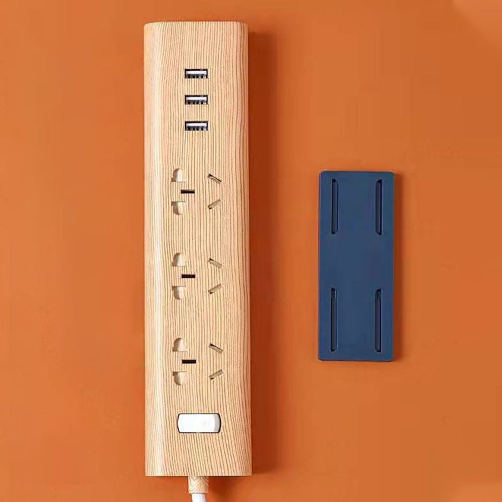 4Pcs Set Punch-Free Socket Organizer Wall Mount Plug Fixer Adhesive Power Strip Holders Dark Blue