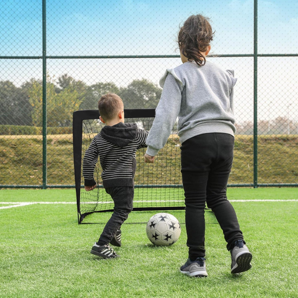 Portable Kids Soccer Goal Net Quick Set-up Training Equipment for Backyard Soccer Black