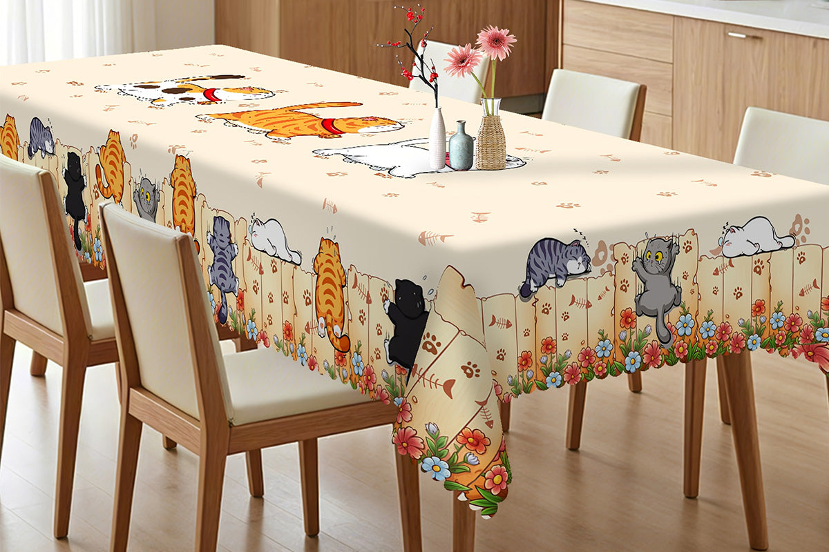 Cute Cat Tablecloth Dining Table Cover Polyester Tablecover -Rectangle Tablecloth