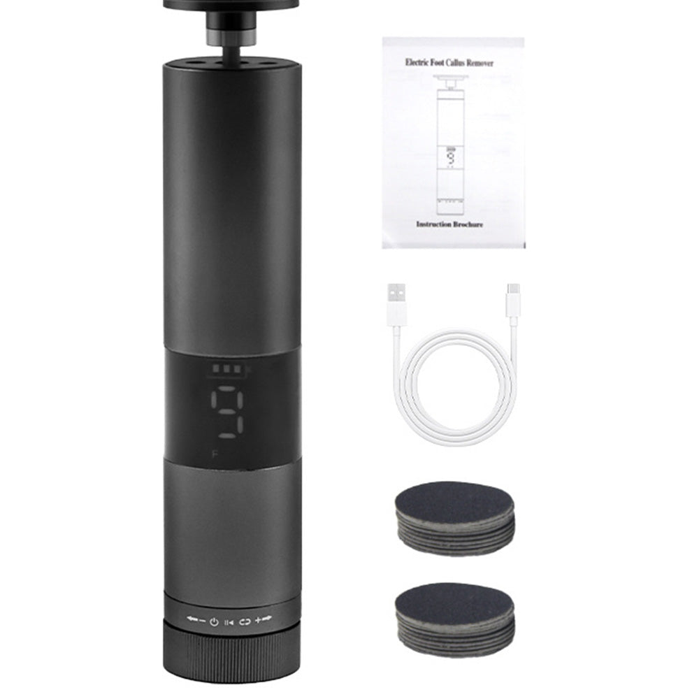 9-Speed Adjustable Electric Foot Callus Remover Digital Display Rechargeable Foot Sander Pedicure Tools with Sandpaper Disks Black