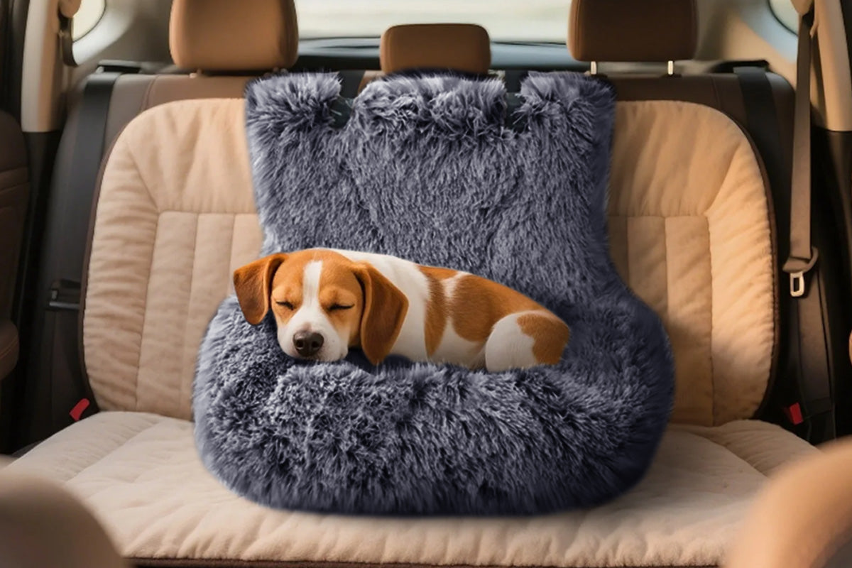 Dog Auto Seat Calming Pet Car Bed Pet Auto Seat Travel Bed Dog Booster Seat-Grey