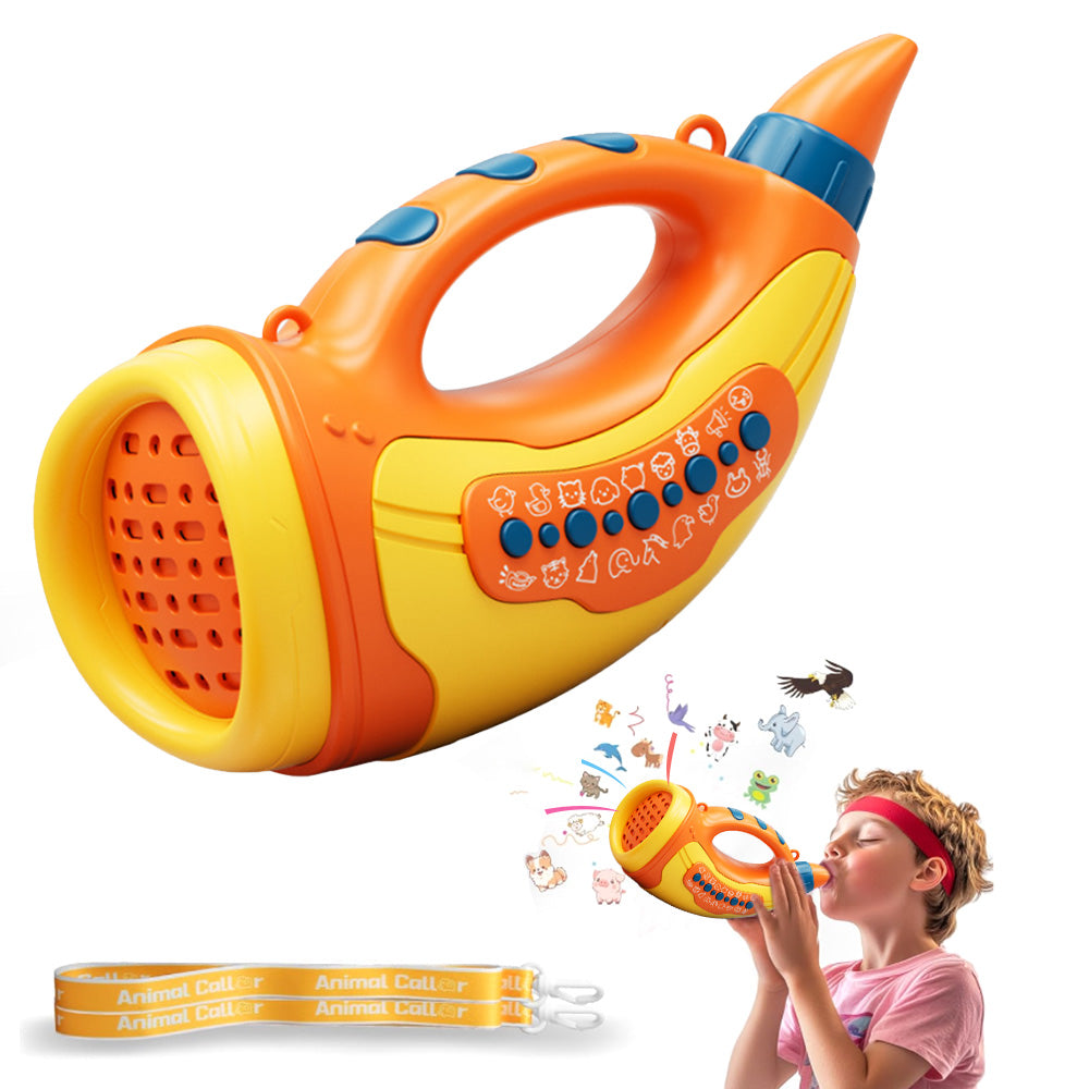 2 Modes Animal Hoot Caller with 12 Sound Effects Outdoor Nature Exploration Toy for Kids Orange