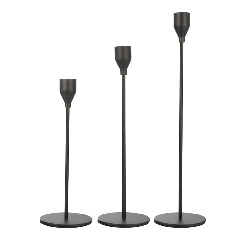 3Pcs Set Metal Candle Holders Taper Decorative Candlestick Holders for Wedding Dinning Party Black