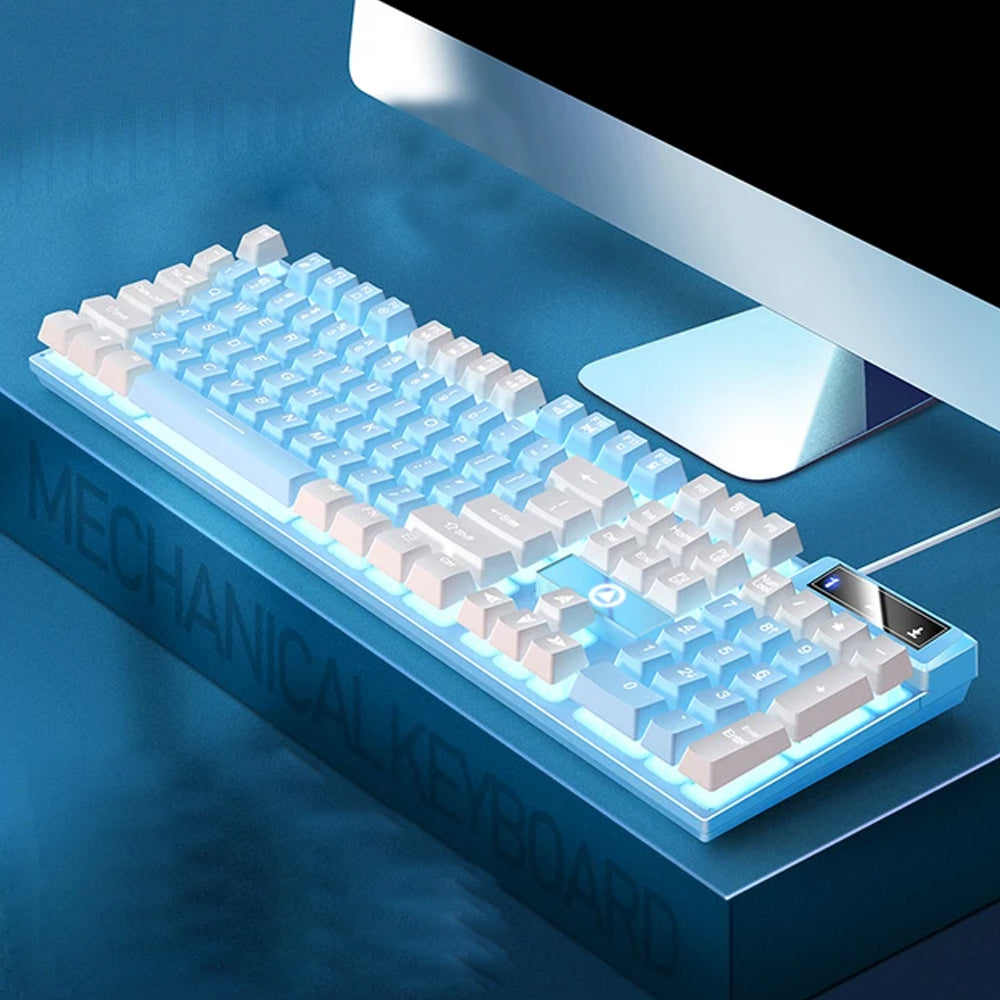 104 Keys Mechanical Gaming Keyboard Wired Backlit Keyboard Blue