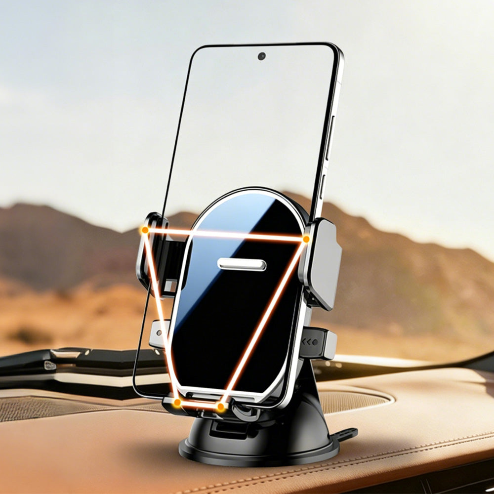Car Phone Holder Dashboard Suction Cup One Key Clamp Design