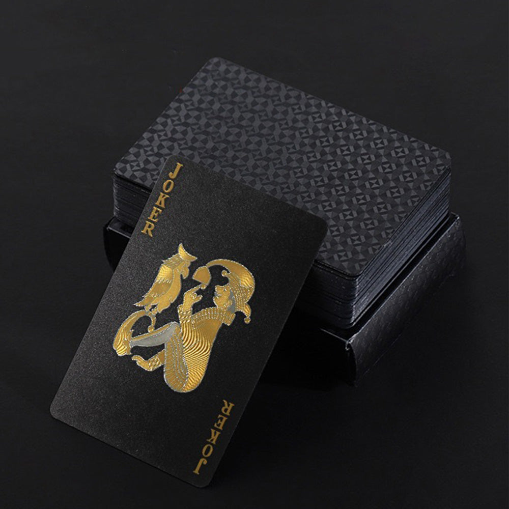 Waterproof Playing Cards Set Plastic Deck of Cards Poker Game Set for Party Camping Travel On-the-Go Black