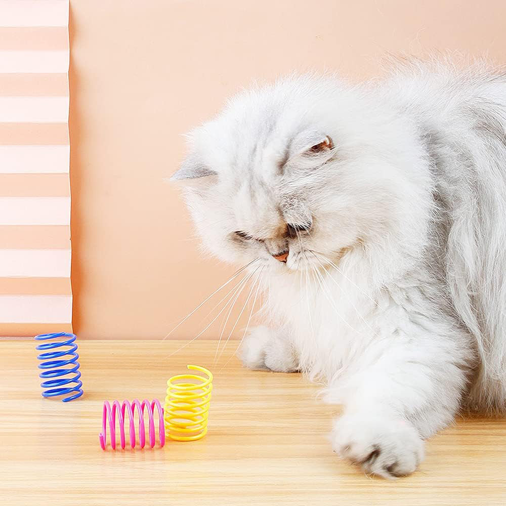 40Pcs Cat Spring Toys Colorful Cat Spiral Bouncy Toys Interactive Toys for Cats and Kittens