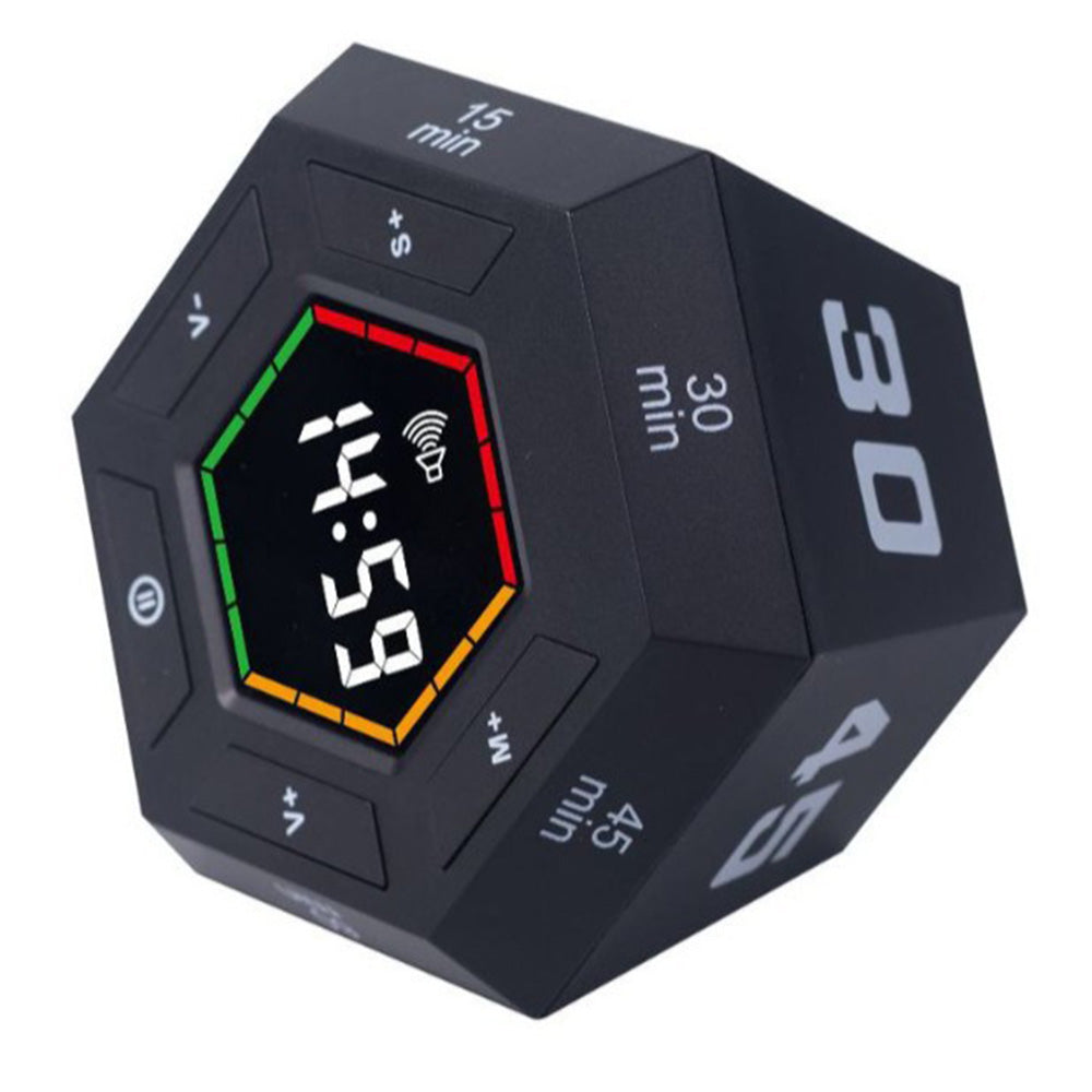 Visual Flip Timer Adjustable Sound Alert Countdown Machine for Office Study Work Black