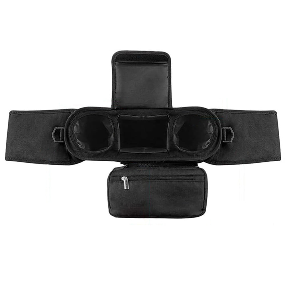 Universal Stroller Organizer with Cup Holder Travel Essential Caddy with Shoulder Strap Black