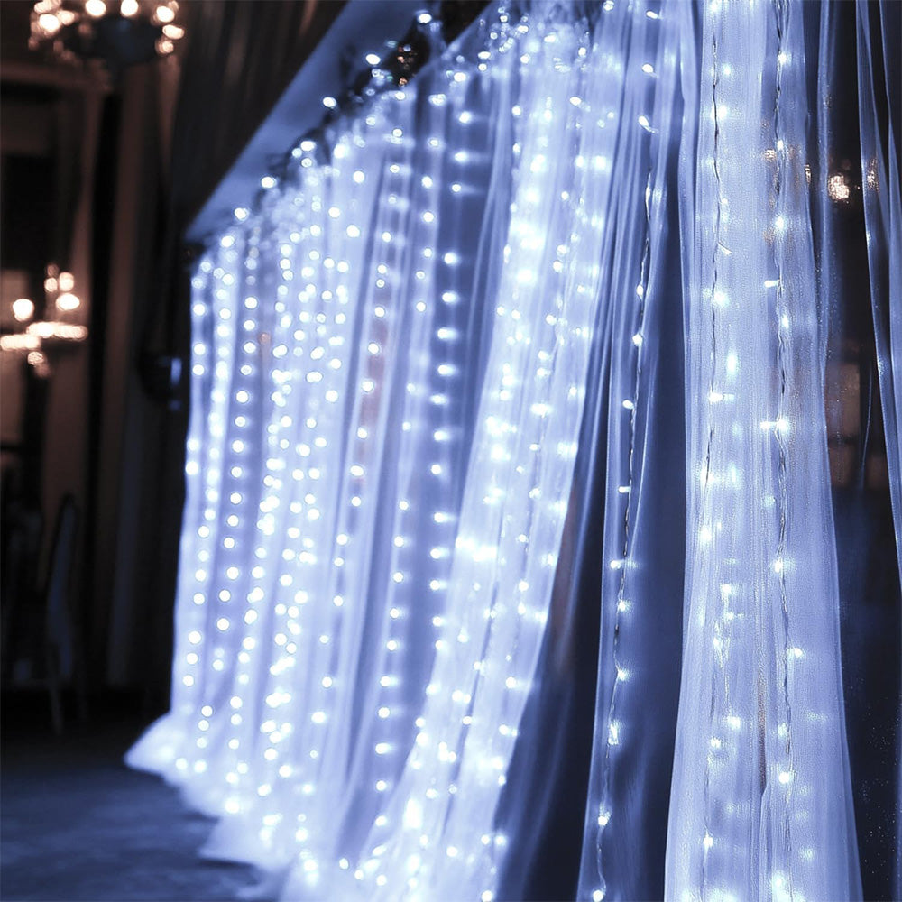 Solar Fairy Curtain Lights ¨C Christmas Hanging String Lights for Window Backdrop White