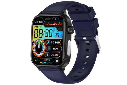 Smart Watch 1.96-Inch ECG Fitness Tracker with Heart Rate Blood Oxygen Blood Glucose Uric Acid and Blood Lipid 100 Sports Modes Activity Tracker-Blue