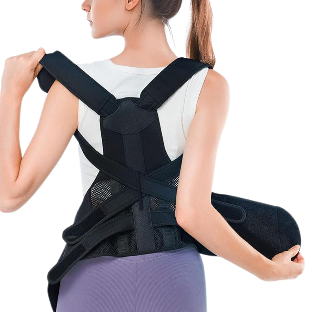 Posture Corrector  Adjustable Back Brace Support Strap Black