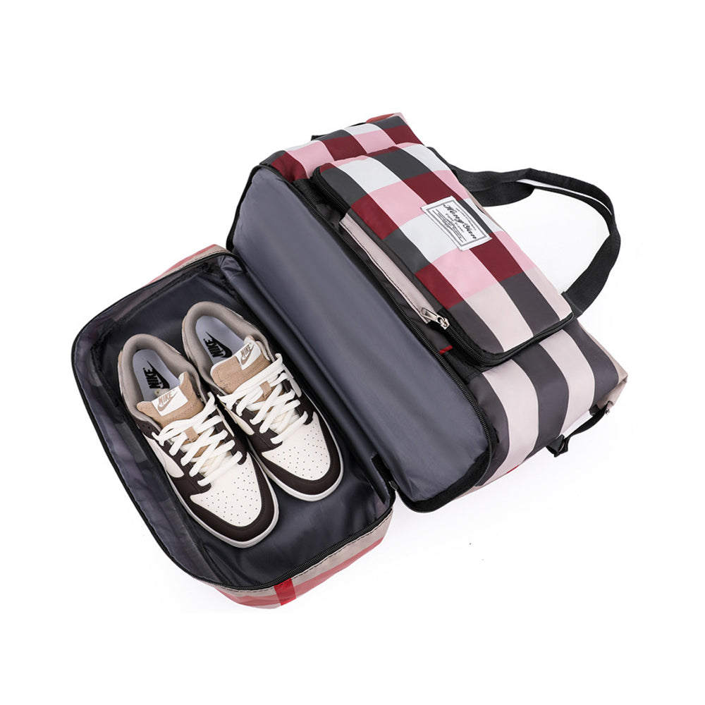 Foldable Large Capacity Travel Duffel Bag Overnight Bag Dry and Wet Separation Travel Bag Pink