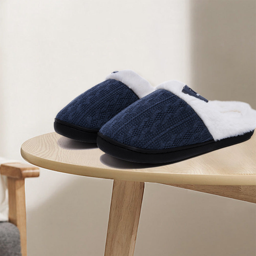 Indoor Non Slip Fuzzy Slippers-Navy