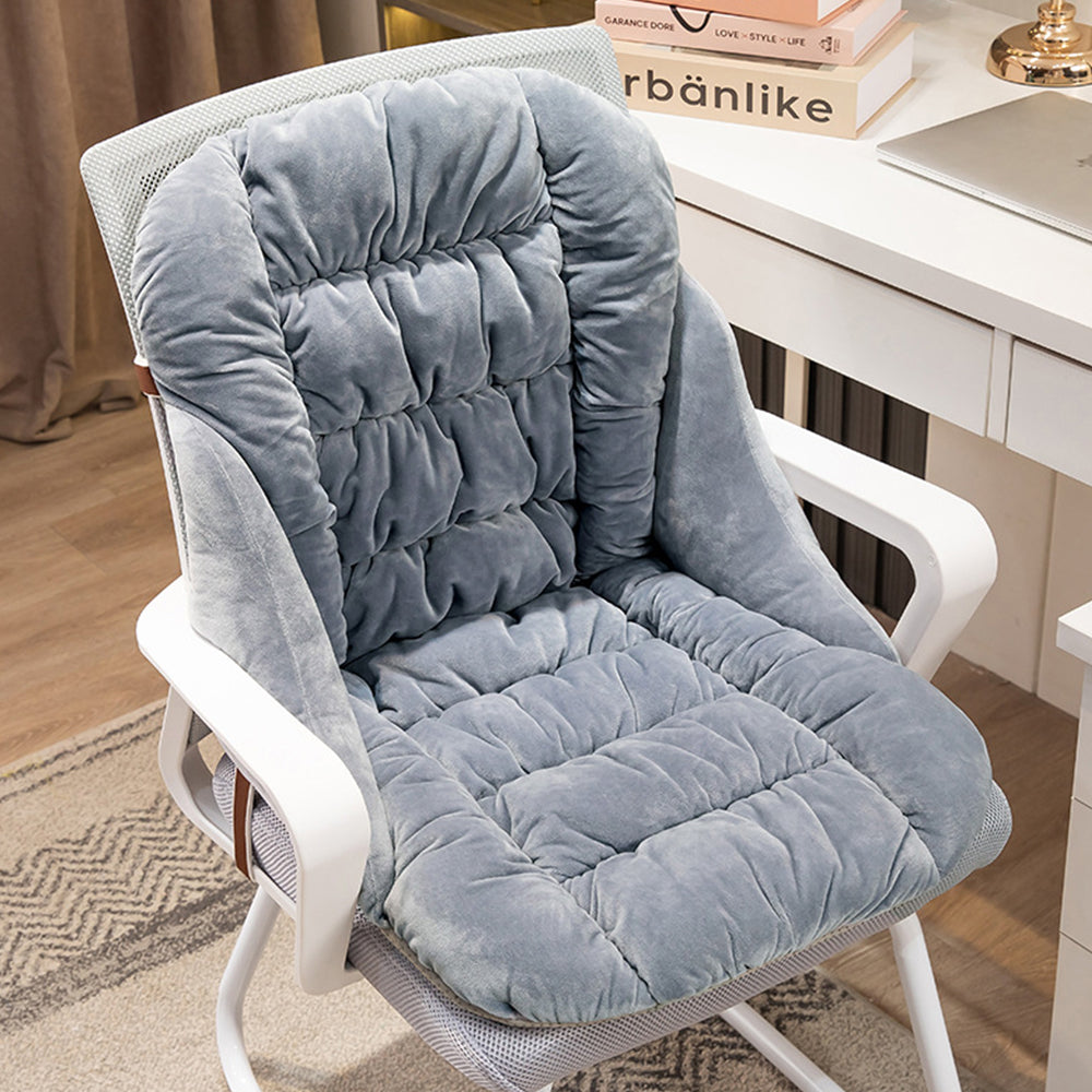 Backrest Seat Cushion with Ties High Back Seat Chair Pad for Office Gaming Chair Grey