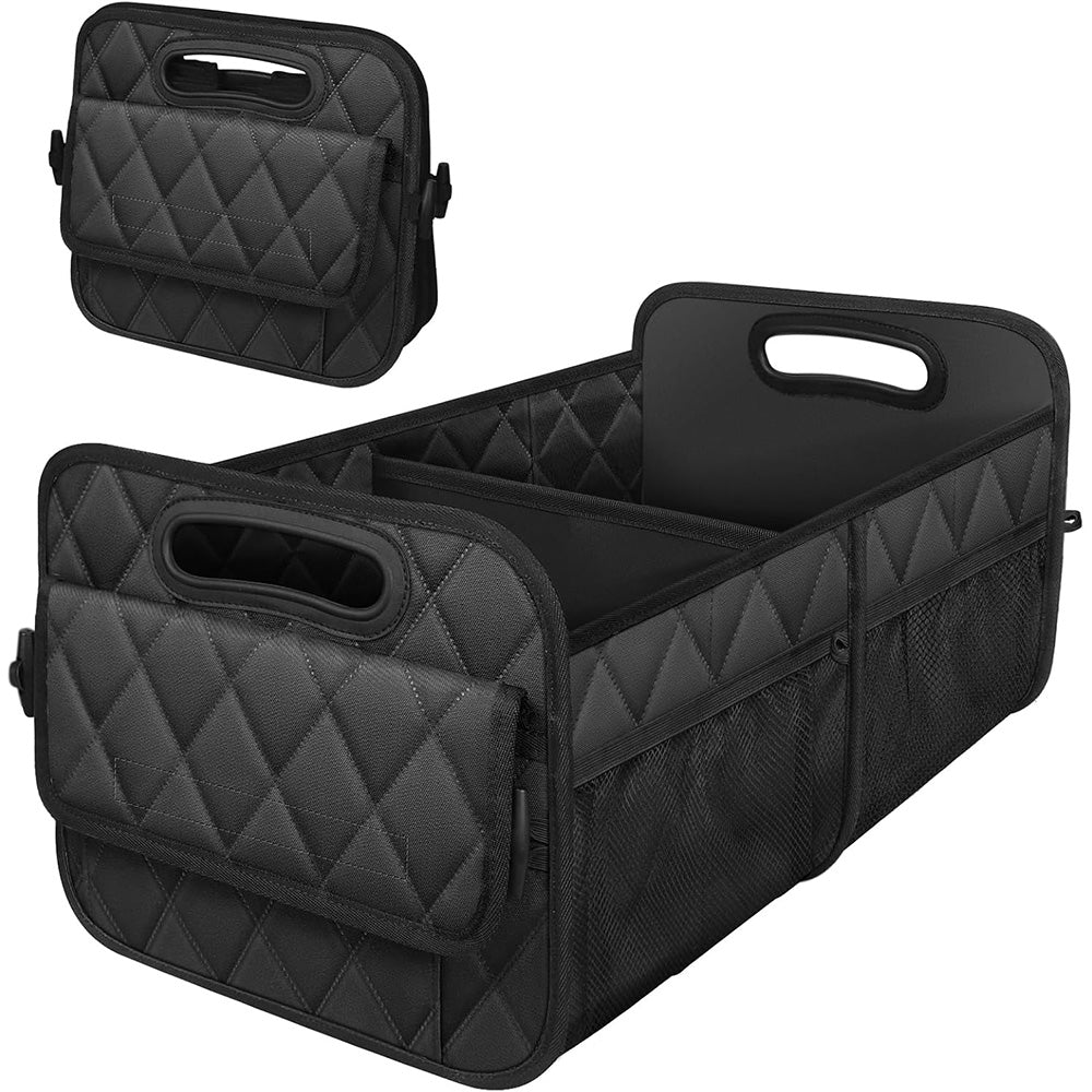 55L Foldable Car Trunk Organzier 6-Pocket Storage Box for Home Car Office Black