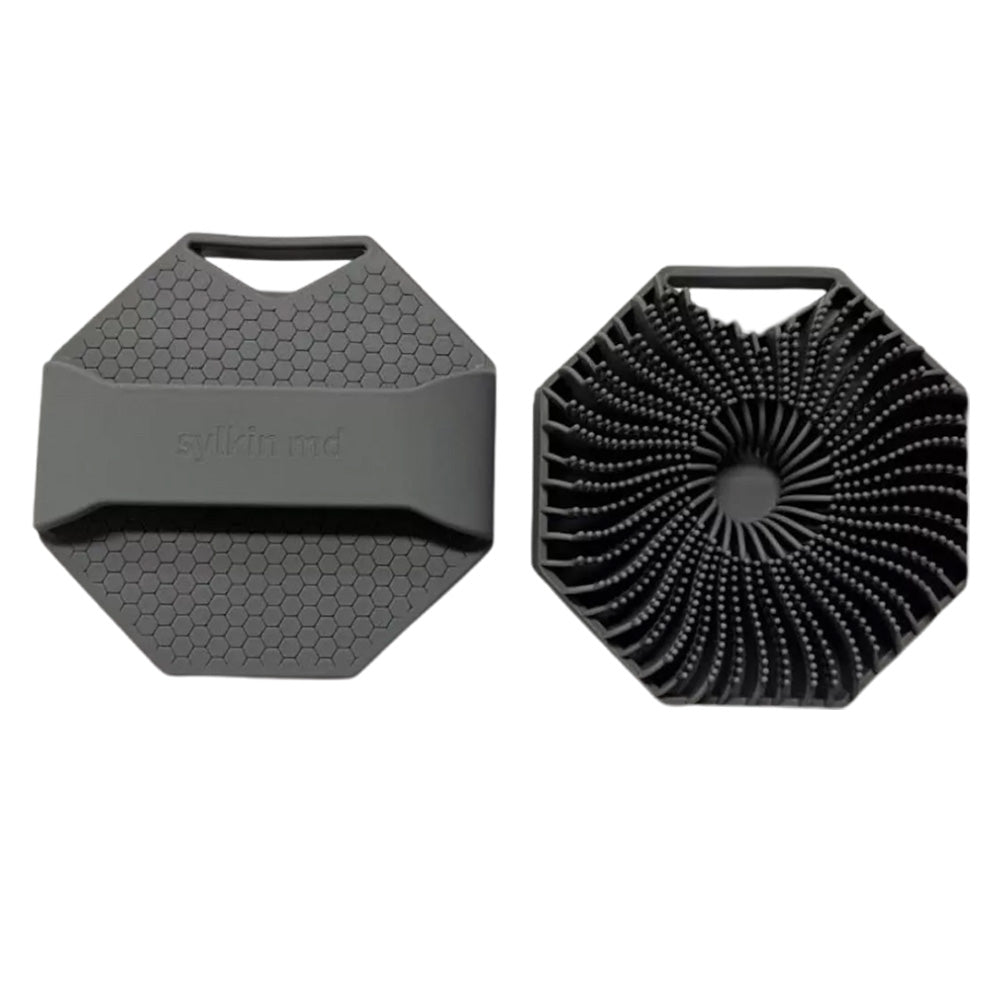 Silicone Body Scrubber Exfoliating Shower Brush with Anti-Slippery Handles Bathing Tool Gray