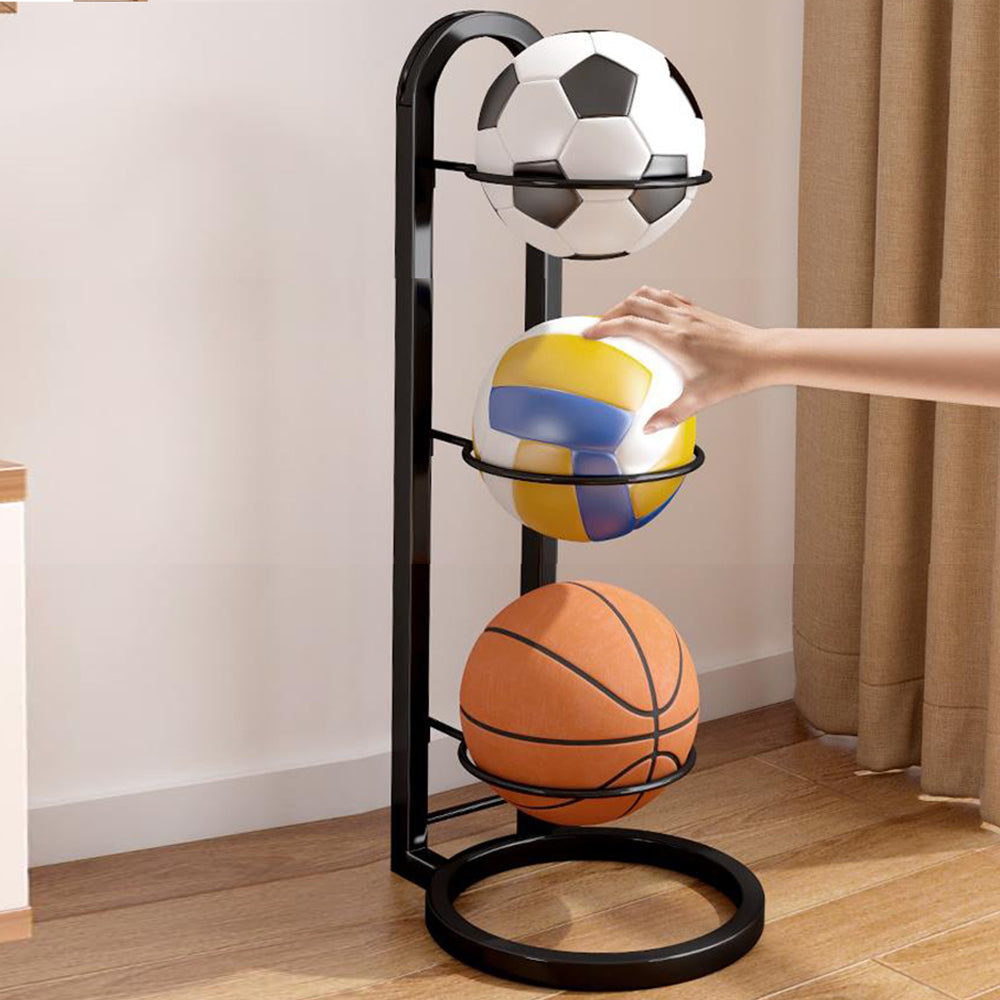3-Tier Freestanding Ball Storage Holder Space-Saving Ball Display Stand